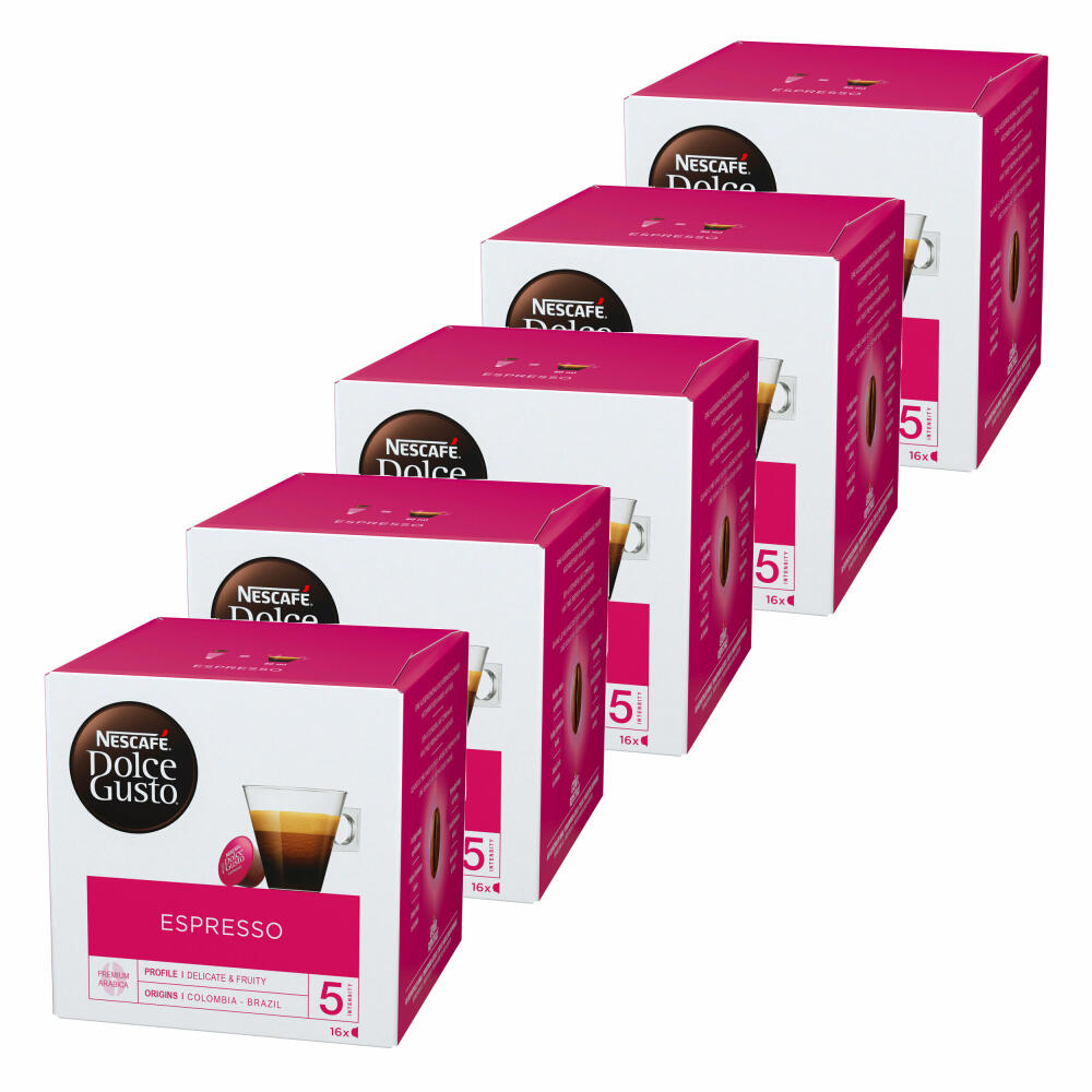 Nescafé Dolce Gusto Espresso, Kaffee, Kaffekapsel, 5er Pack, 5 x 16 Kapseln