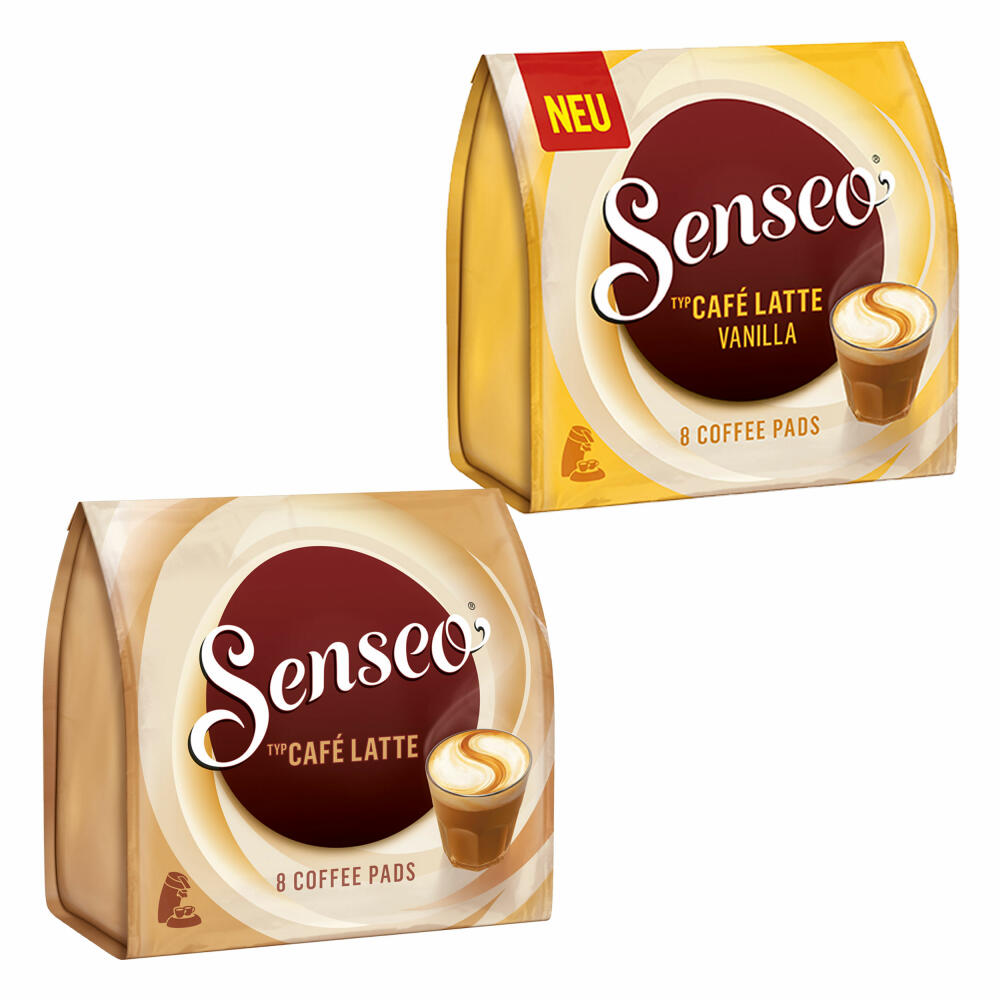 Senseo Kaffeepads Cafe Latte Set, Milchkaffee, Milch Kaffee Pad, 2 Sorten