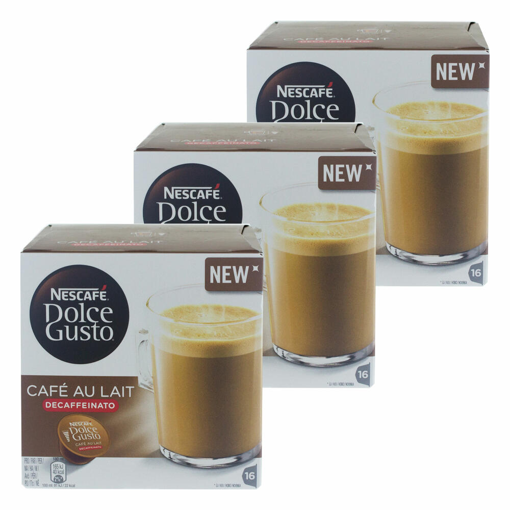 Nescafé Dolce Gusto Cafe au Lait Decaffeinato, Decaffeinated Coffee, Coffee Capsule, 48 Capsules