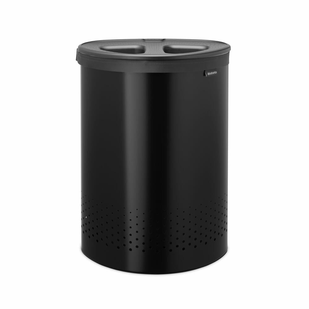 Brabantia Wäschebox Selector, Wäschekorb, Wäschetonne, Stahl, Kunststoff, Matt Black, 55 L, 242366