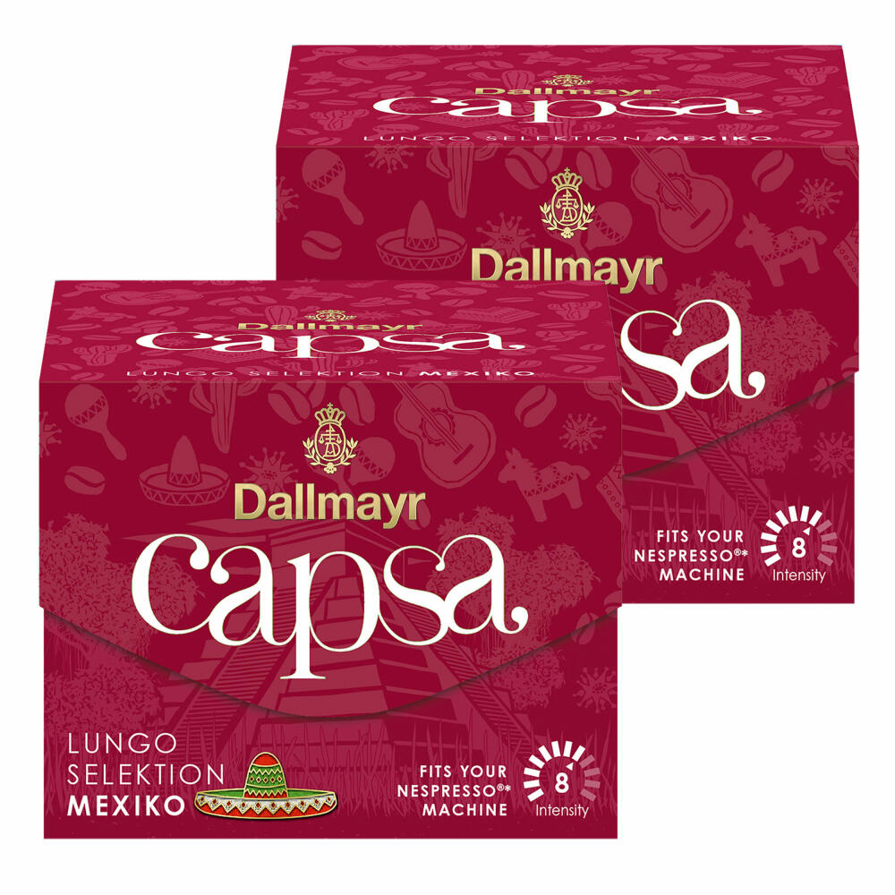 Dallmayr Capsa Lungo Selection Mexico Set of 2, Nespresso Compatible, Coffee Capsule, Roasted Coffee, Coffee, 2x10 Capsules