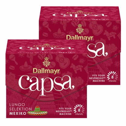 Dallmayr Capsa Lungo Selection Mexico Set of 2, Nespresso Compatible, Coffee Capsule, Roasted Coffee, Coffee, 2x10 Capsules