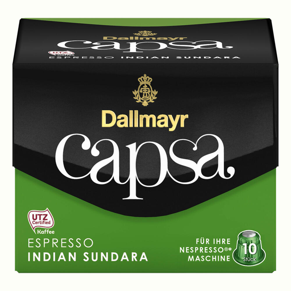 Dallmayr Capsa Espresso Indian Sundara, Nespresso Kompatibel Kapsel, Kaffeekapsel, Espressokapsel, Röstkaffee, 50 Kapseln