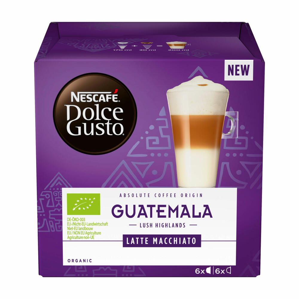 Nescafé Dolce Gusto Absolute Origin Guatemala Latte Macchiato 2er Set, Kaffee Kapsel, Kaffeekapsel, 24 Kapseln / 12 Portionen