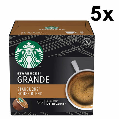 Nescafé Dolce Gusto Starbucks House Blend Grande 5er Set, Kaffee, Röstkaffee, Kaffeekapseln, 5 x 12 Kapseln