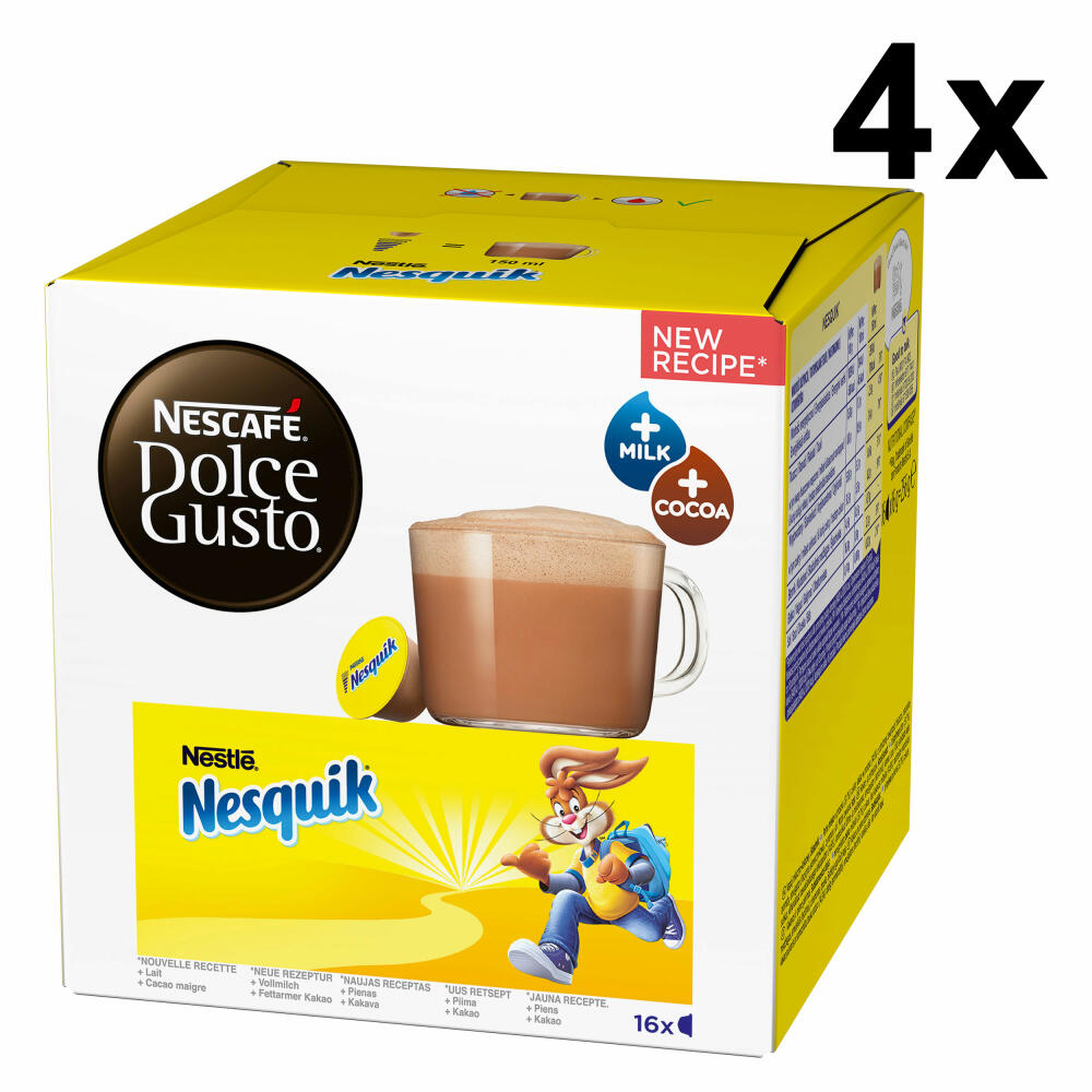 Nescafé Dolce Gusto Nesquik, Kakao, Schokolade, 4er Pack, 4 x 16 Kapseln