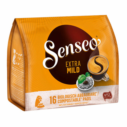 Senseo Kaffeepads Extra Mild, Rund & Aromatisch, 3er Pack, Kaffee Pads, je 16 Pads, mit Tasse