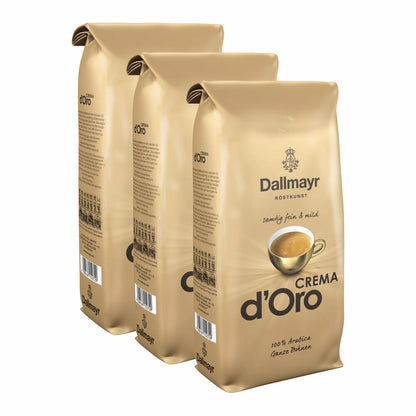 Dallmayr Crema dOro coffee, bean coffee, roasted coffee, whole beans, coffee beans, coffee crema, set of 3, 3 x 1000 g