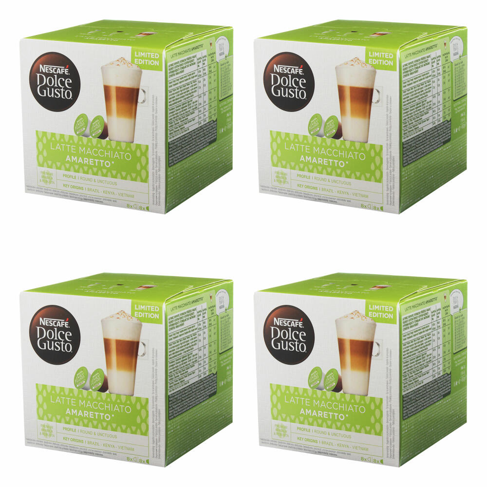 Nescafé Dolce Gusto Latte Macchiato Amaretto Set of 4, Coffee Capsule, Coffee, 4 x 16 Capsules (32 Servings)