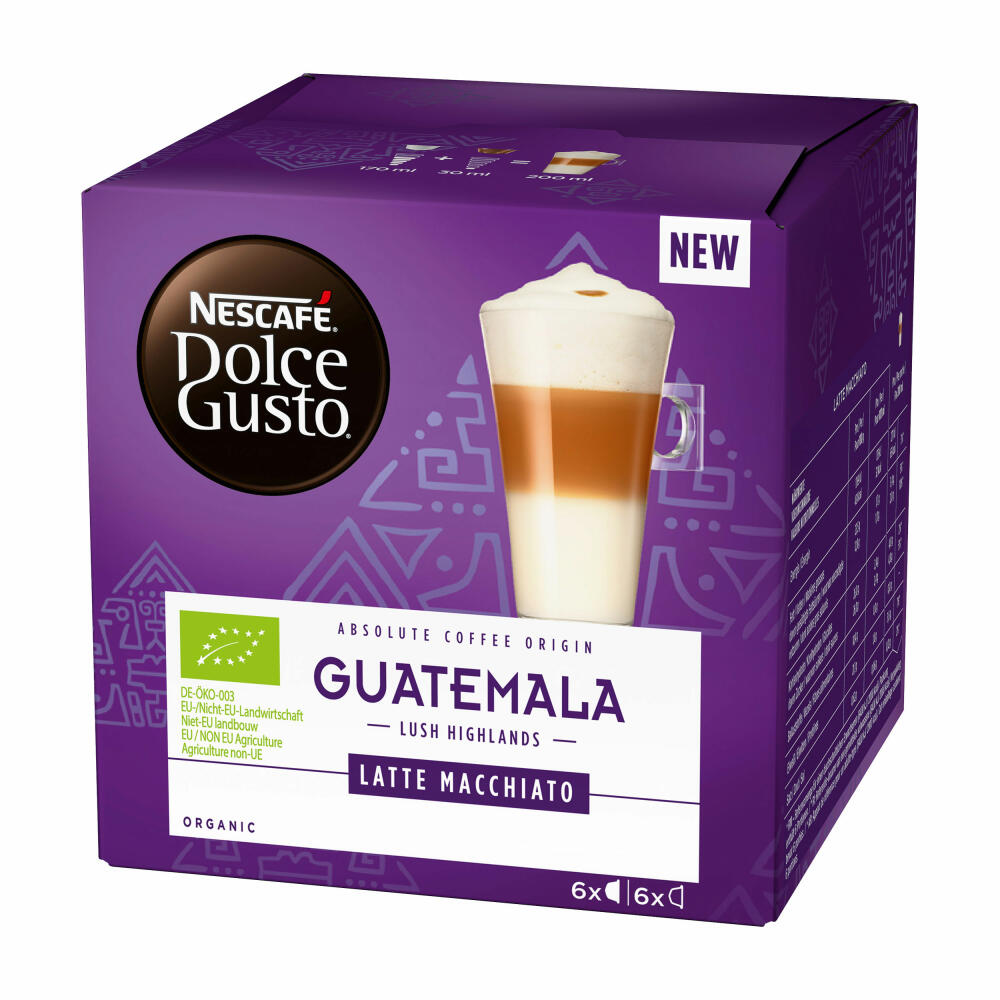 Nescafé Dolce Gusto Absolute Origin Guatemala Latte Macchiato 2er Set, Kaffee Kapsel, Kaffeekapsel, 24 Kapseln / 12 Portionen