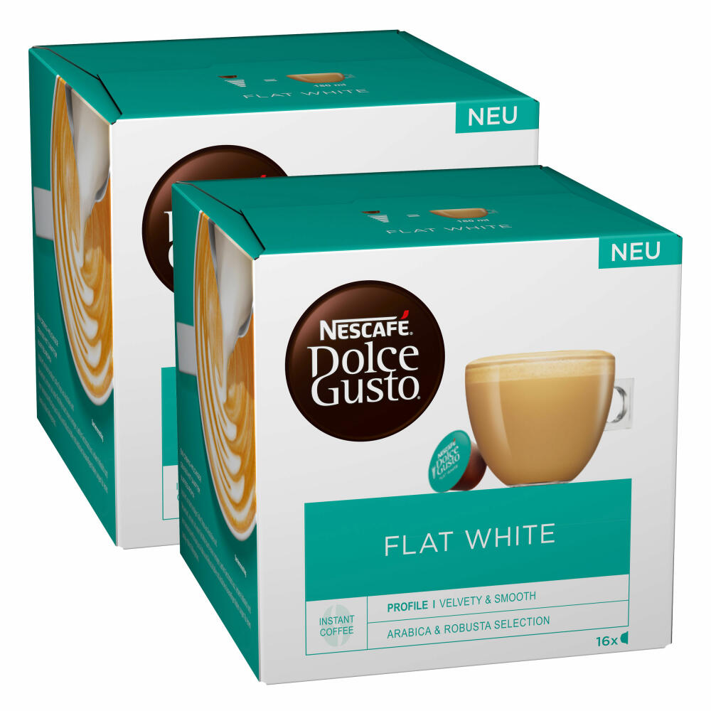 Nescafé Dolce Gusto Flat White, Milchkaffee, Milch Kaffee, Kaffeekapsel, 32 Kapseln