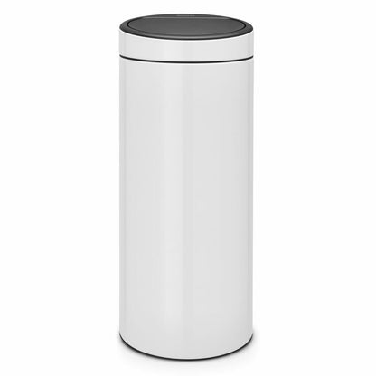 Brabantia Touch Bin, Mülleimer, Abfalleimer, Papierkorb in White, 30 Liter, 115141