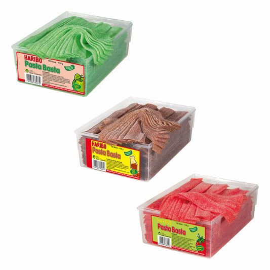 Haribo Pasta Basta Sour Set, 3 Sorten, Gummibärchen, Weingummi, Fruchtgummi, 3 x 1125g