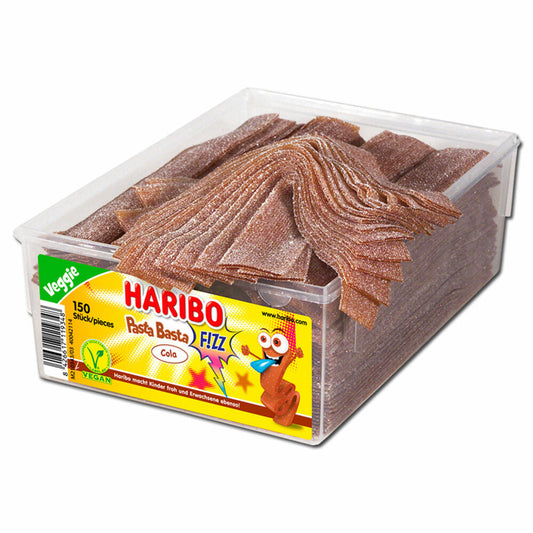 Haribo Pasta Basta Cola Fizz, Veggie, Gummibärchen, Weingummi, Fruchtgummi, 150 Stück, 1125g Dose