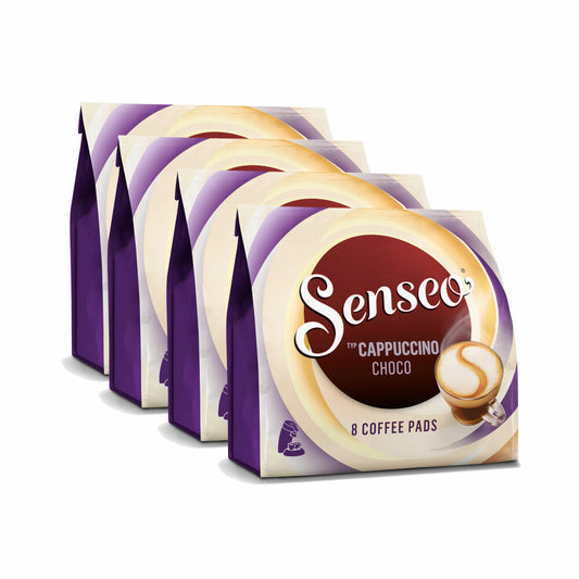 Senseo Kaffeepads Cappuccino Choco, Kaffee mit Schokoladengeschmack, neue Rezeptur, 4er Pack, 4x8 Pads