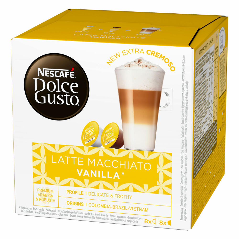 Nescafé Dolce Gusto Latte Macchiato Vanilla, Kaffee, Kaffeekapsel, 2er Pack, 2 x 16 Kapseln (16 Portionen)