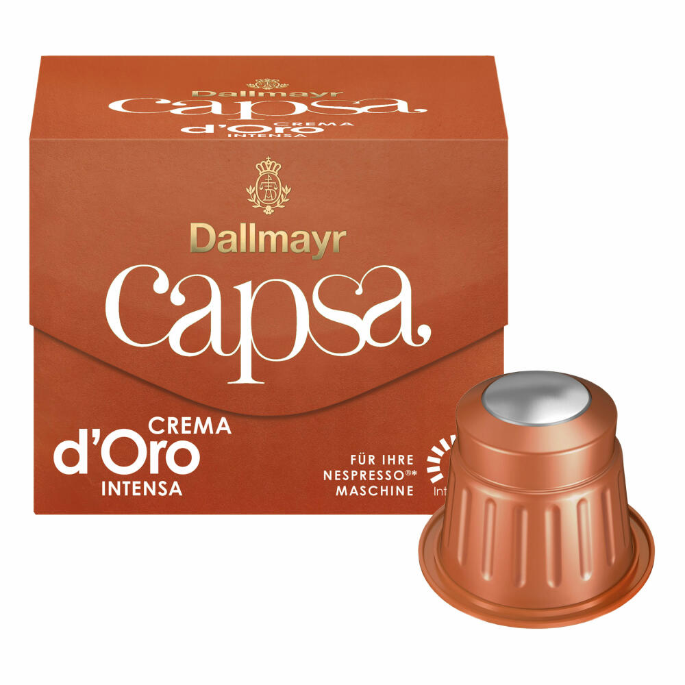 Dallmayr Capsa Crema dOro Intensa, Nespresso Kompatibel Kapsel, Kaffeekapsel, Röstkaffee, Kaffee, 10 Kapseln, 56 g