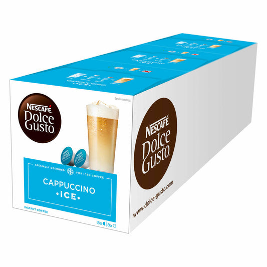 Nescafé Dolce Gusto Cappuccino Ice, Kaffee, Kaffeekapsel, 3er Pack, 3 x 16 Kapseln (24 Portionen)