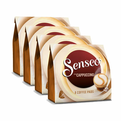 Senseo coffee pads cappuccino, milk foam classic, coffee, new recipe, pack of 4, 4 x 8 pads