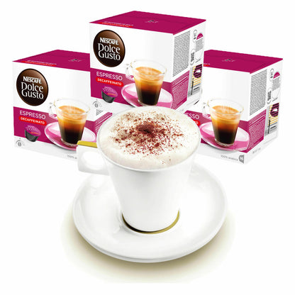 Nescafé DOLCE GUSTO Tassen Geschenkset, 3 Packungen mit Becher Espresso Decaffeinato, Entkoffeiniert, Kaffee, Kaffeekapsel, Kapseln