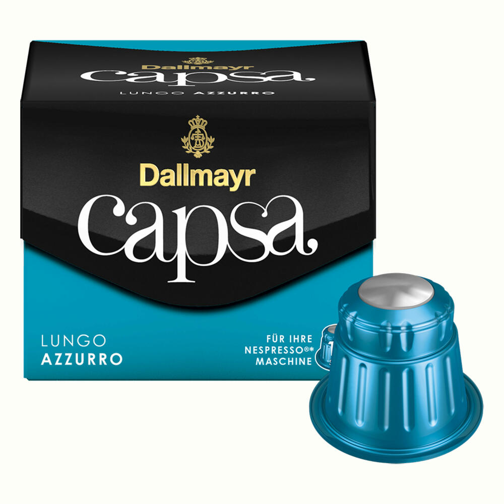 Dallmayr Capsa Lungo Azzurro, Nespresso Compatible Capsule, Coffee Capsule, Roasted Coffee, Coffee, 30 Capsules