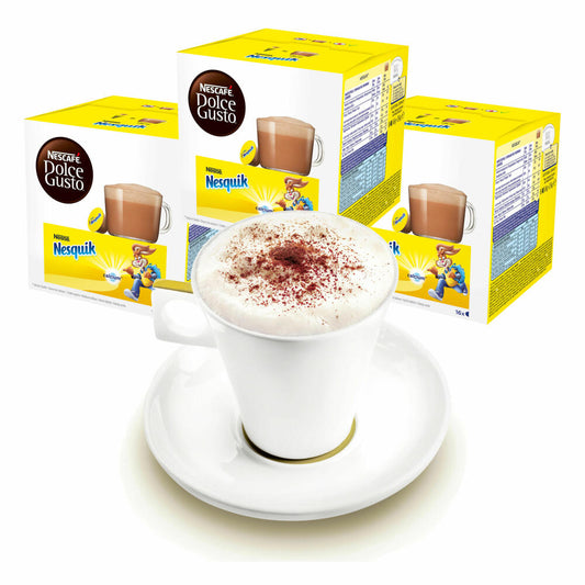 Nescafé DOLCE GUSTO Tassen Geschenkset, 3 Packungen mit Becher Nesquik, Kakao, Schokolade, Kapseln