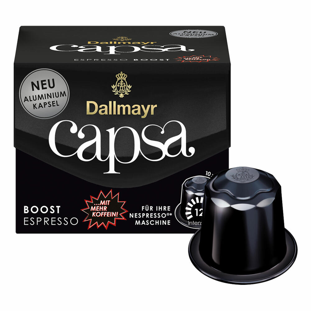 Dallmayr Capsa Espresso Boost, Nespresso compatible capsule, with more caffeine, coffee capsule, espresso capsule, 10 capsules, 56 g