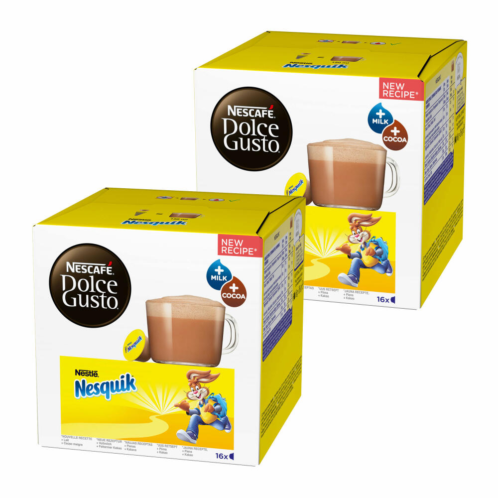 Nescafé Dolce Gusto Nesquik, Kakao, Schokolade, 2er Pack, 2 x 16 Kapseln