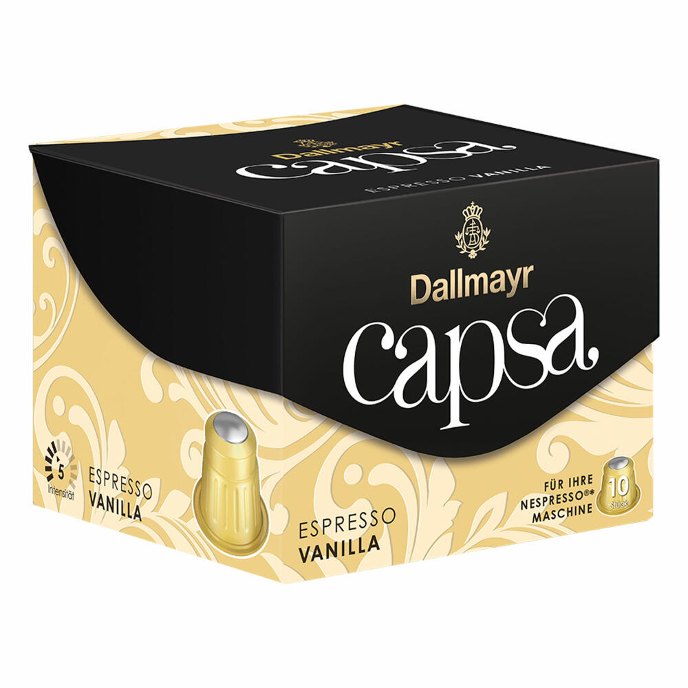 Dallmayr Capsa Espresso Vanilla, Nespresso Kompatibel Kapsel, Kaffeekapsel, Röstkaffee, Kaffee, 10 Kapseln, 56 g