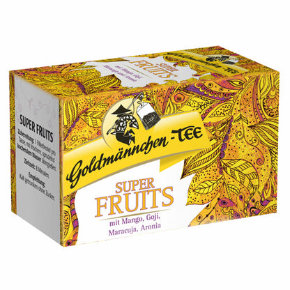 Goldmännchen Super Fruits Tee mit Mango, Goji, Maracuja, Aronia, Obsttee, Früchtetee,  20 Filterbeutel à 2.25 g