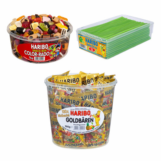 Haribo Fruchtgummi Hamsterkauf Set, Notfall Vorrats Pack, Gummibärchen, Weingummi, Fruchtgummi