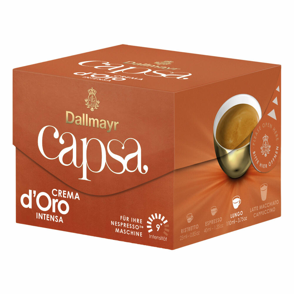 Dallmayr Capsa Crema dOro Intensa, Nespresso Compatible Capsule, Coffee Capsule, Roasted Coffee, Coffee, 10 Capsules, 56 g