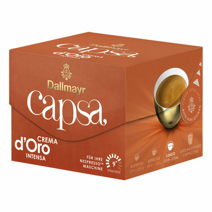 Dallmayr Capsa Crema dOro Intensa, Nespresso Compatible Capsule, Coffee Capsule, Roasted Coffee, Coffee, 10 Capsules, 56 g