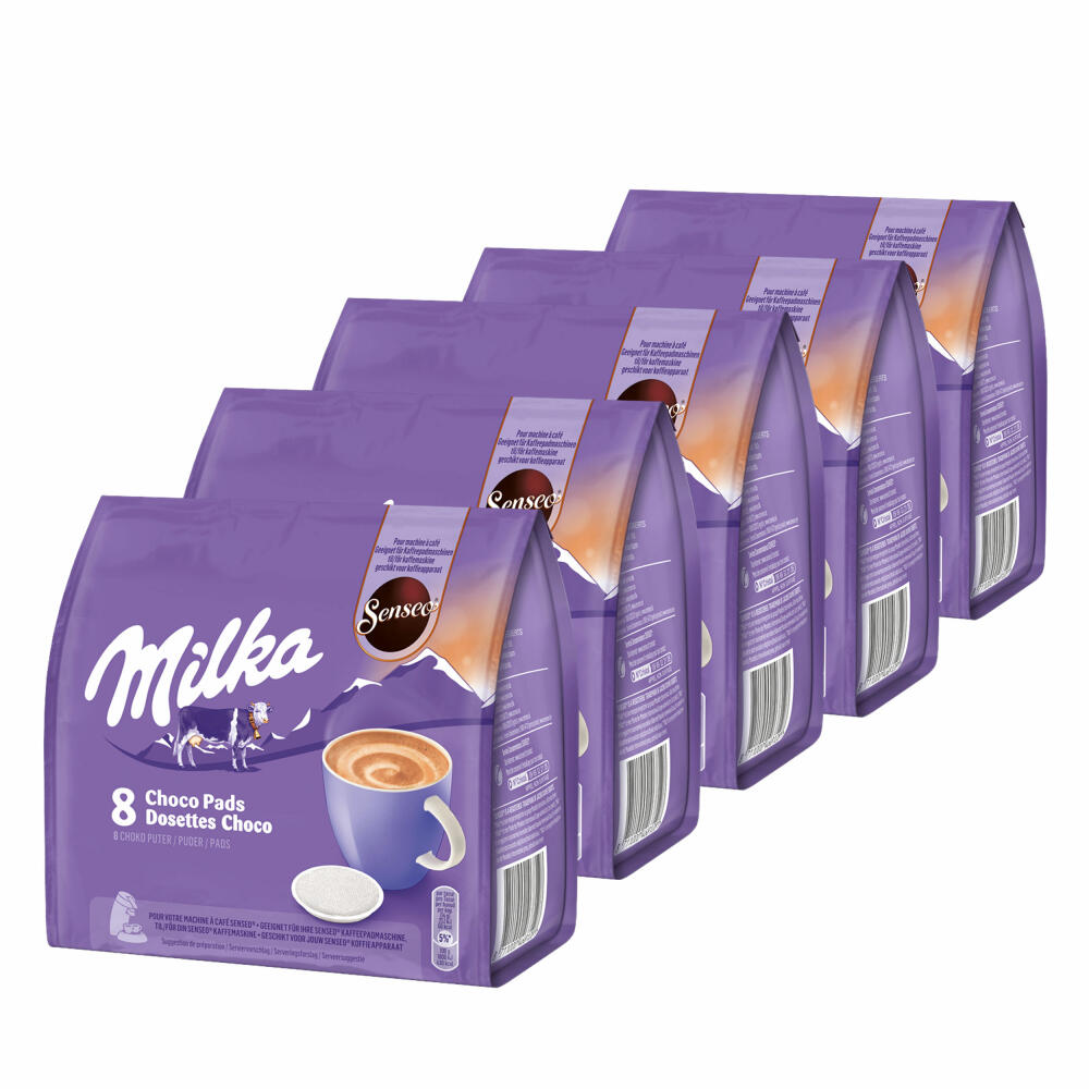 Senseo Milka Choco Pads Set of 5, Chocolate Drink, Cocoa Drink, Coffee Pads, 5 x 8 Pads / Portions