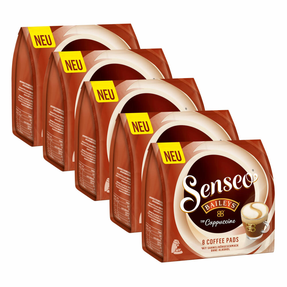 Senseo Type Cappuccino Baileys Coffee Pads, Aromatic, Coffee, Instant Coffee, 5 x 8 Pads