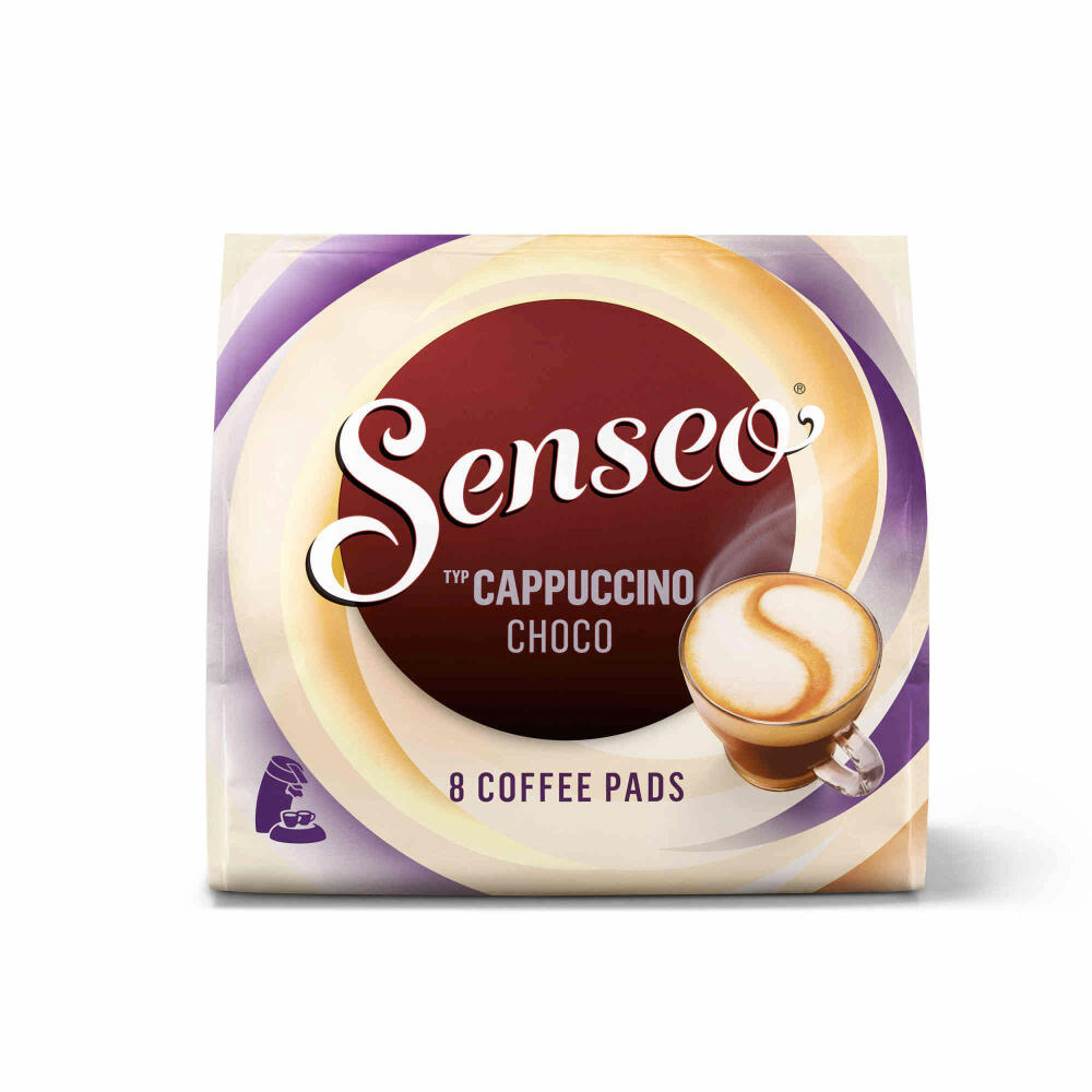 Senseo Kaffeepads Cappuccino Choco, Kaffee mit Schokoladengeschmack, neue Rezeptur, 4er Pack, 4x8 Pads