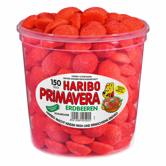 Haribo Primavera Erdbeeren, 150 Stück, 1050g kleine Dose