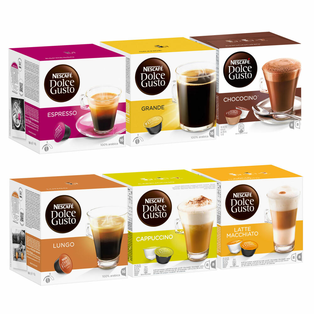 Nescafé Dolce Gusto Die Klassiker Set, Kaffee, Kaffeekapsel, 6 x 16 Kapseln