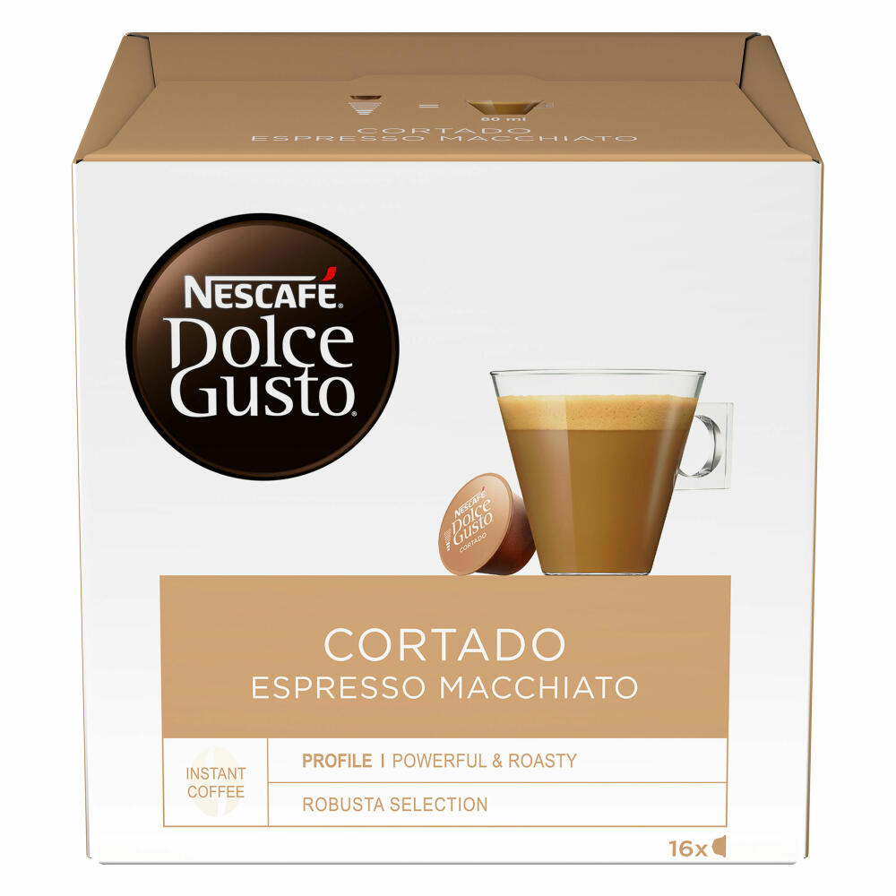 Nescafé Dolce Gusto Cortado Espresso Macchiato, Kaffee, Kaffeekapsel, 16 Kapseln