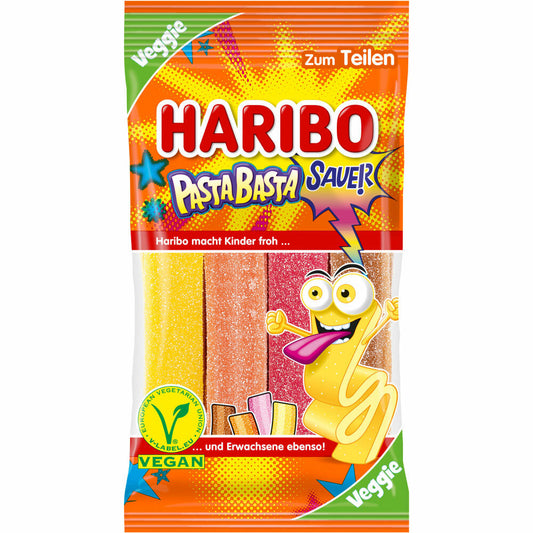 Haribo Pasta Basta Sauer, Fruchtgummistreifen, Fruchtgummi, Mischung, im Beutel, Tüte, 160 g