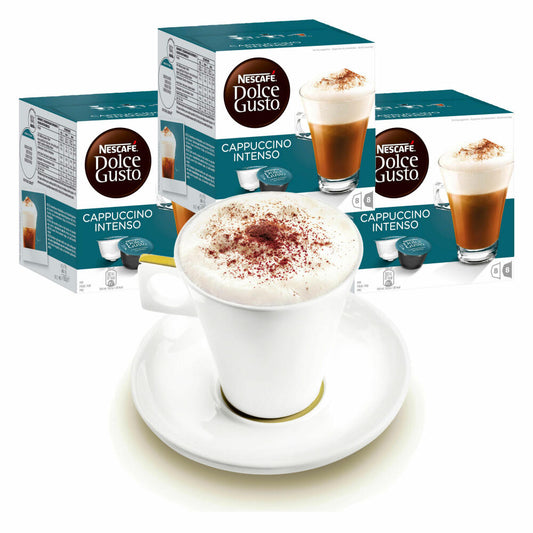 Nescafé DOLCE GUSTO Tassen Geschenkset, 3 Packungen mit Becher Cappuccino Intenso, Milchkaffee, Kaffeekapsel, Kaffee, Kapseln