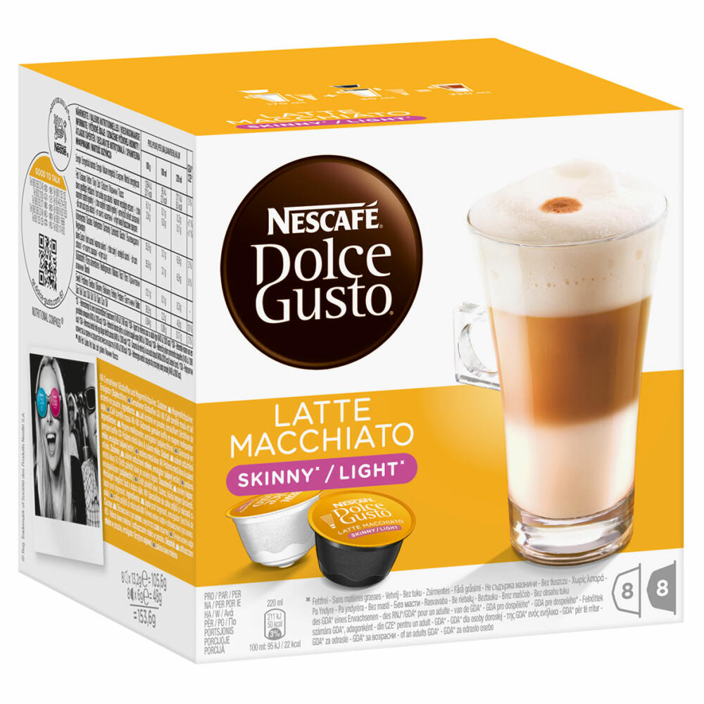 Nescafé Dolce Gusto Latte Macchiato Light, weniger Kalorien, Kaffee, Kaffeekapsel, 6er Pack, 6 x 16 Kapseln (48 Portionen)