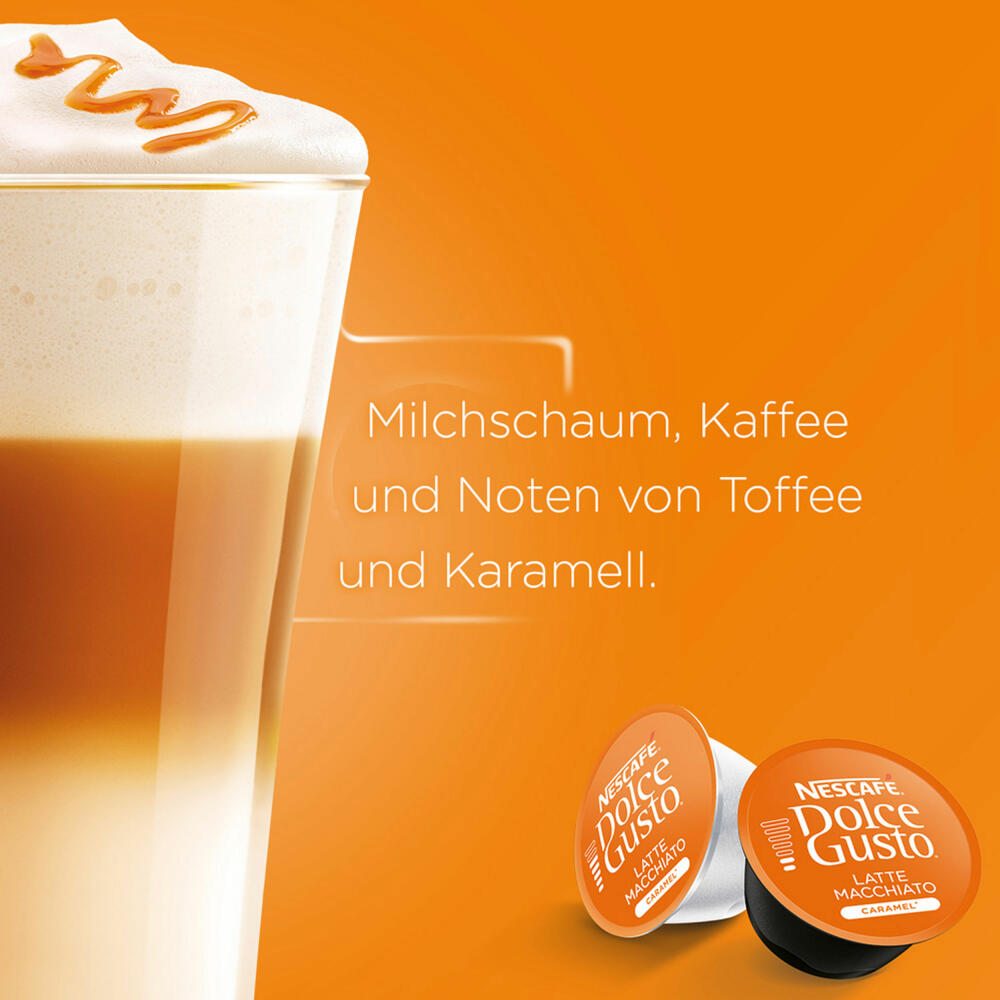 Nescafé Dolce Gusto Caramel Latte Macchiato, Karamell, Kaffee, Kaffeekapsel, 3er Pack, 3 x 16 Kapseln (24 Portionen)