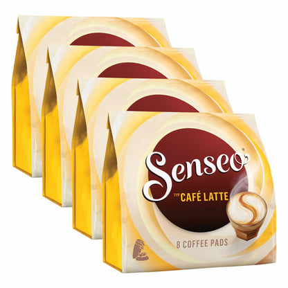 Senseo coffee pads Café Latte, aromatic coffee with creamy milky taste, milk coffee 4 x 8 pads