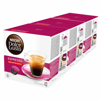 Nescafé Dolce Gusto Espresso Decaffeinato, Entkoffeiniert, Kaffee, Kaffeekapsel, 3er Pack, 3 x 16 Kapseln