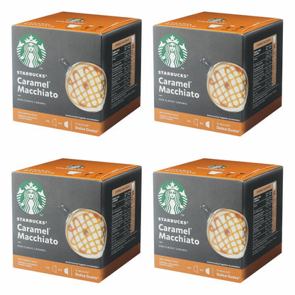 Nescafé Dolce Gusto Starbucks Caramel Macchiato Set of 4, Latte Macchiato with Caramel, Coffee Capsule, Roasted Coffee, 4 x 12 Capsules