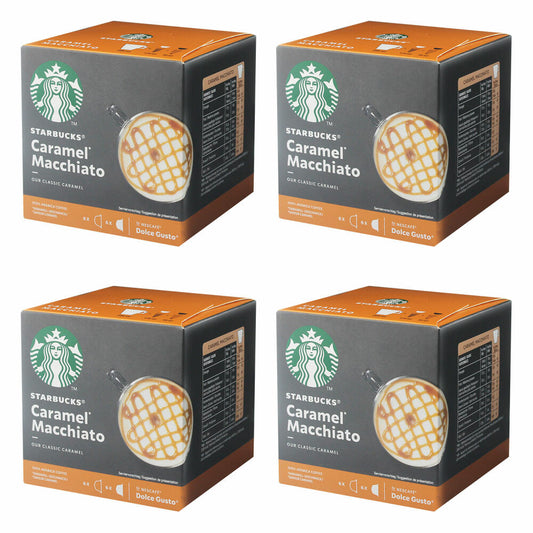 Nescafé Dolce Gusto Starbucks Caramel Macchiato 4er Set, Latte Macchiato mit Karamell, Kaffeekapsel, Röstkaffee, 4 x 12 Kapseln