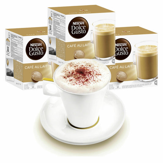 Nescafé DOLCE GUSTO Tassen Geschenkset, 3 Packungen mit Becher Café au lait, Kaffee, Milchkaffee, Kaffeekapsel, Kapseln