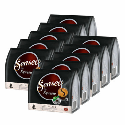 Senseo Type Espresso, Coffee Pads, Aromatic and Full-Bodied, Roasted Coffee, Coffee, 160 Pads