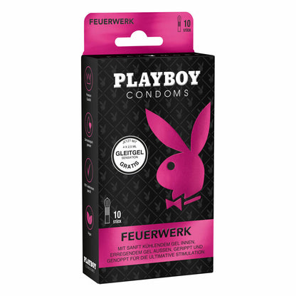 Playboy Condoms Condoms Fireworks, Contraceptive, Ultimate Stimulation, with free lubricant, 54 mm, 5 x 10 pieces